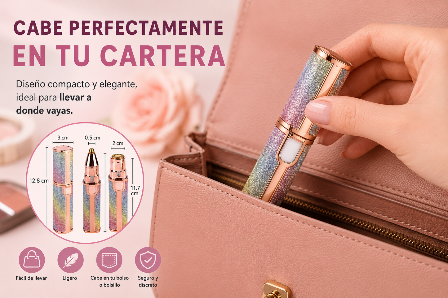Depilador SANEA cabe en la cartera - compacto y portatil